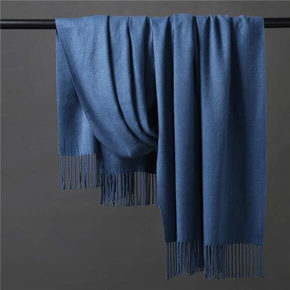 Womens Thick Soft Pashmina Shawl Wrap Scarf Warm Solid Color Stole - Picture 2 of 4